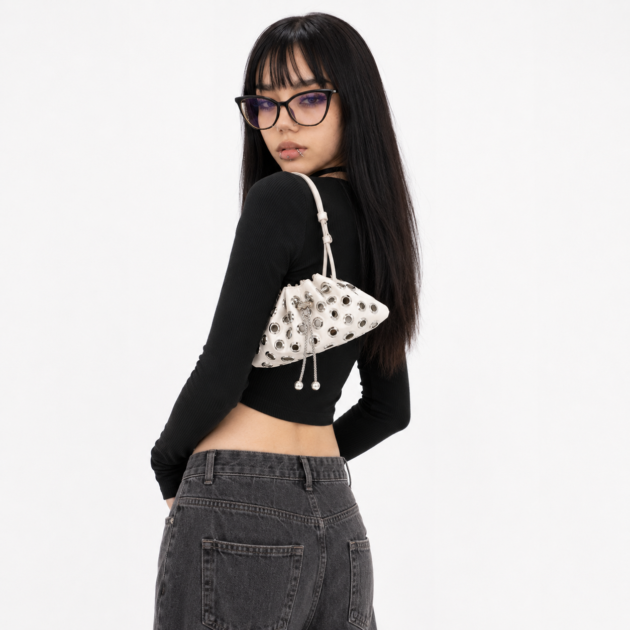 Y2K Metal Stud Shoulder Bag
