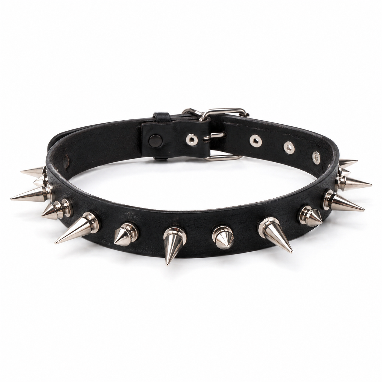 Punk Gothic Spiked Rivet Choker Necklace – Black Y2K Collar for Men & Women
