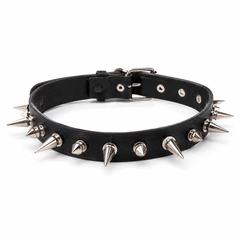 Punk Gothic Spiked Rivet Choker Necklace – Black Y2K Collar for Men & Women
