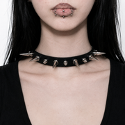 Punk Gothic Spiked Rivet Choker Necklace – Black Y2K Collar for Men & Women