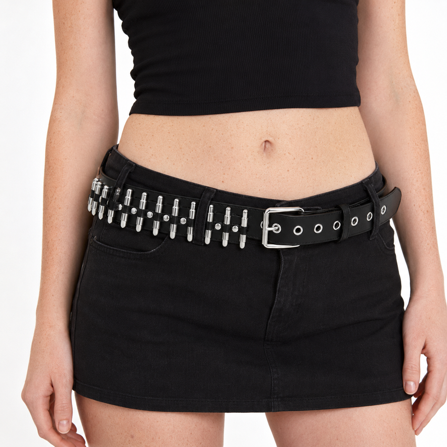 Rivet Punk Belt - Studded Goth Waist Belt