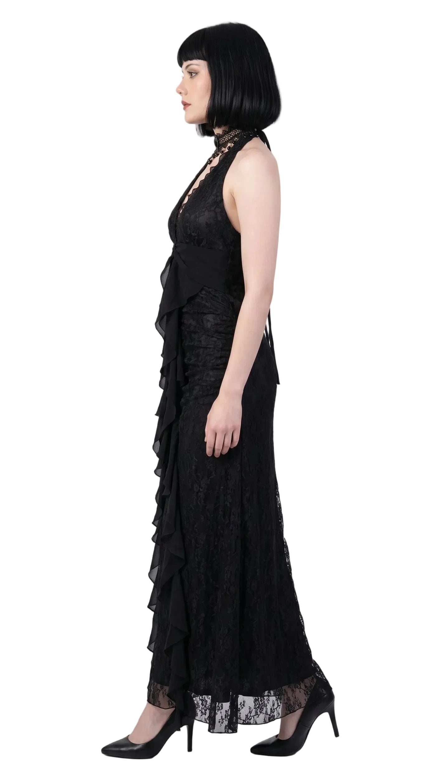 Gothic Slash Neck Sleeveless Maxi Dress — Y2K Vintage Bodycon