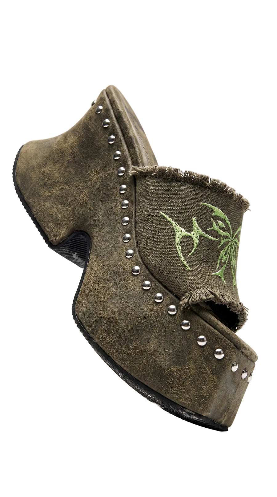 Punk Rivet Platform Mule Sandals — Y2K Chunky Slide, Dark Alt