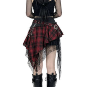 Red Plaid Punk Mini Skirt
