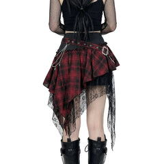 Red Plaid Punk Mini Skirt