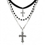 Layered Gothic Cross Necklace