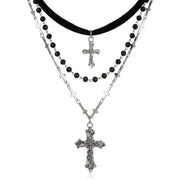 Layered Gothic Cross Necklace