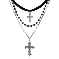 Layered Gothic Cross Necklace