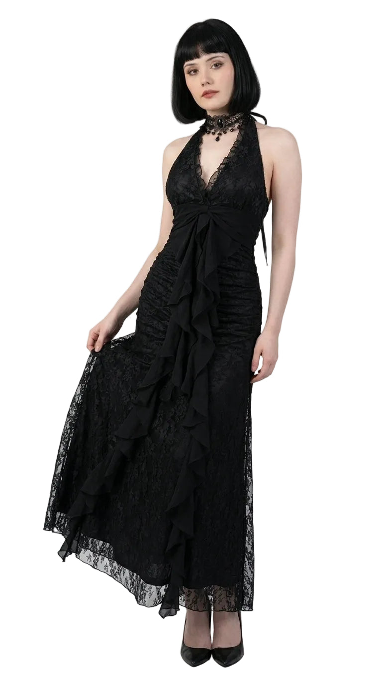 Gothic Slash Neck Sleeveless Maxi Dress — Y2K Vintage Bodycon