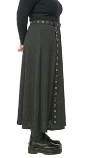 Buckle Grommet A-Line Midi Skirt — Plus Size
