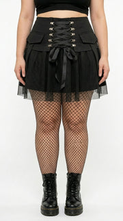 Gothic Mesh Strap A-Line Skirt — Plus Size