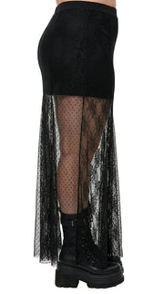 High-Waist Lace Mesh Maxi Skirt — Plus Size