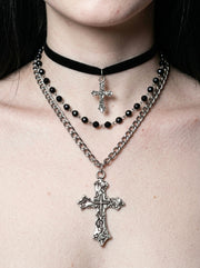 Layered Gothic Cross Necklace