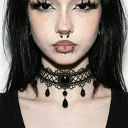 Black Crystal Lace Choker