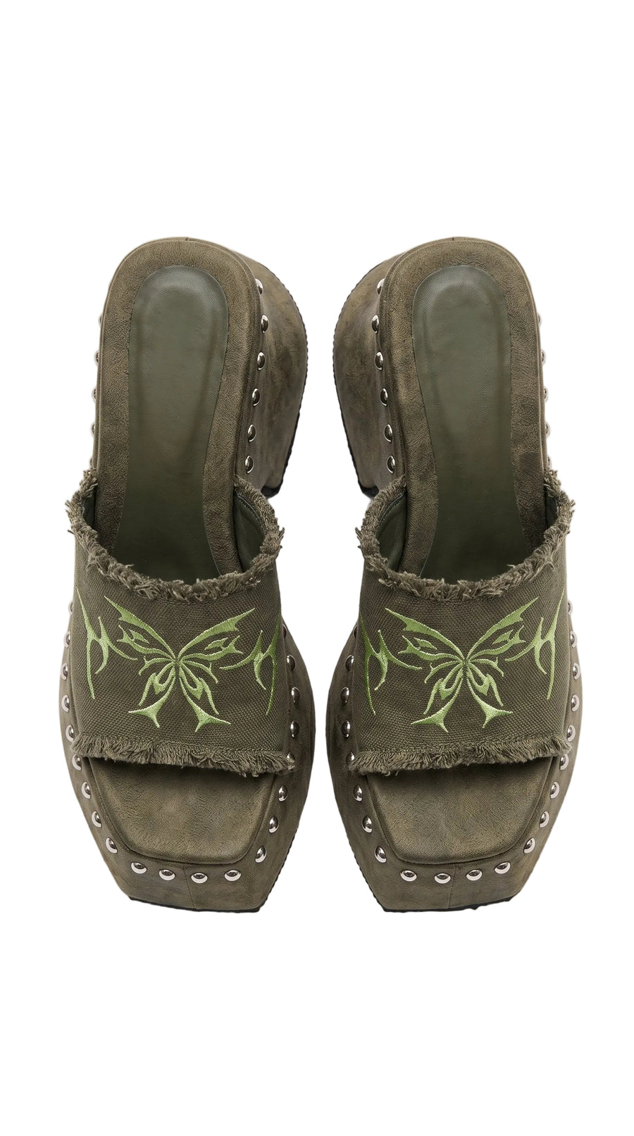 Punk Rivet Platform Mule Sandals — Y2K Chunky Slide, Dark Alt