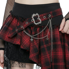 Red Plaid Punk Mini Skirt