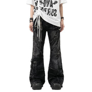 Black Patchwork Flare Jeans