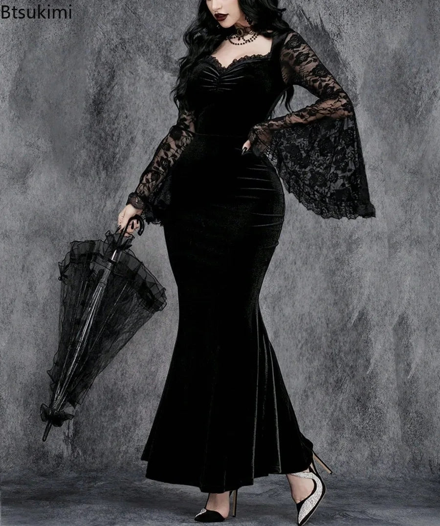 Black Velvet Gothic Mini Dress