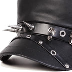 Black Rivet Leather Beret