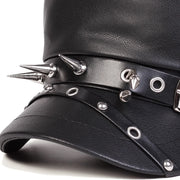 Black Rivet Leather Beret