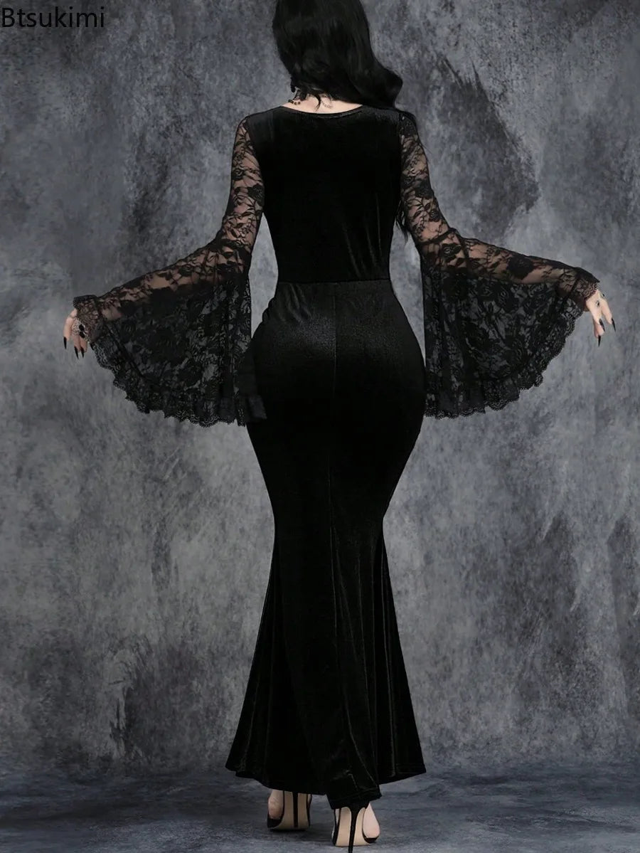 Black Velvet Gothic Mini Dress