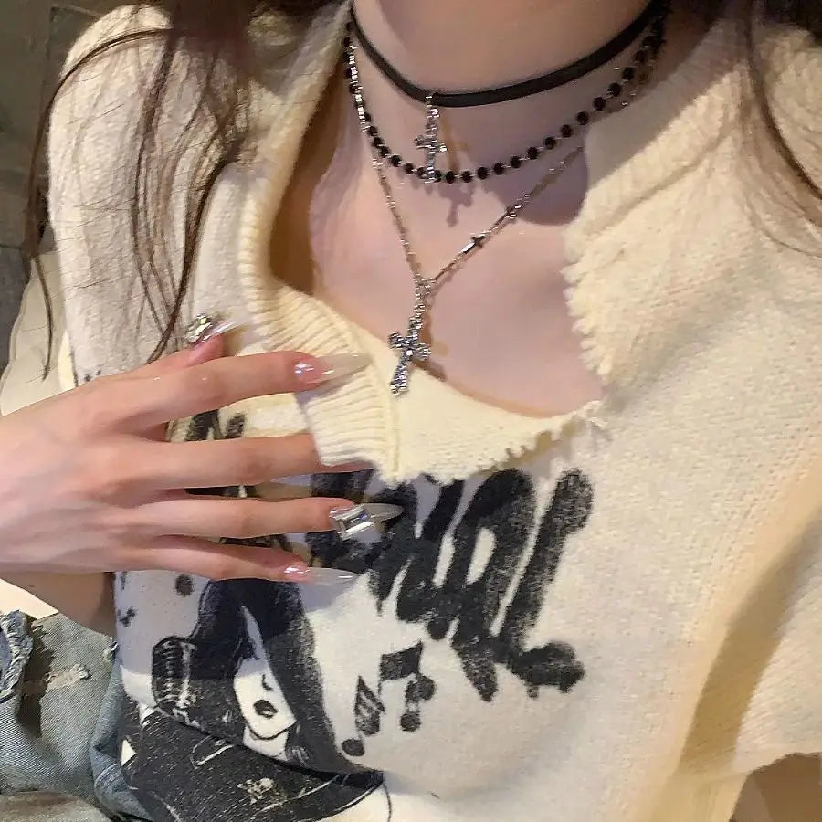 Layered Gothic Cross Necklace