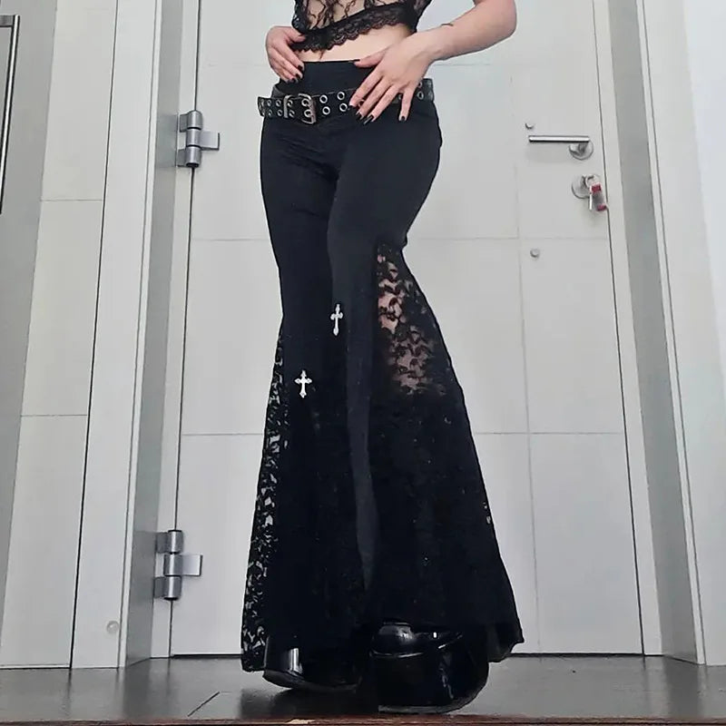 Black Gothic Flare Pants
