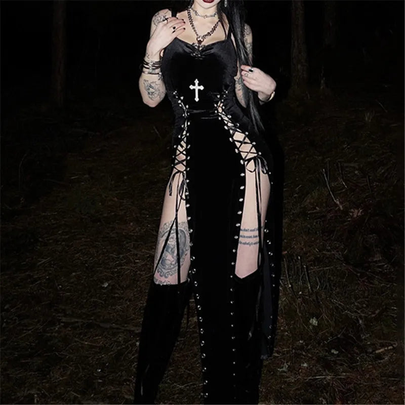 Black Side Split Maxi Dress