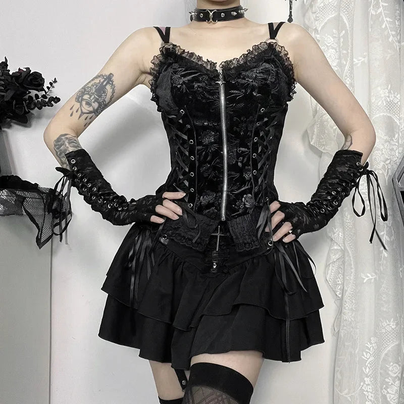 Black Mall Goth Mini Skirt