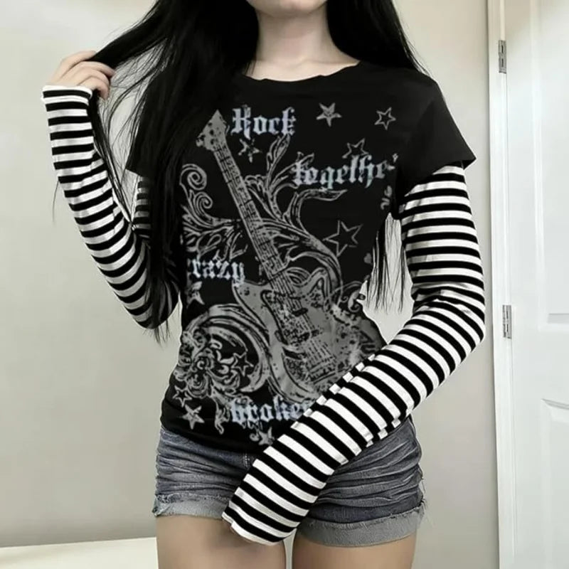 Punk Stripe Patchwork Tee