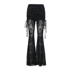 Black Lace Up Flare Pants