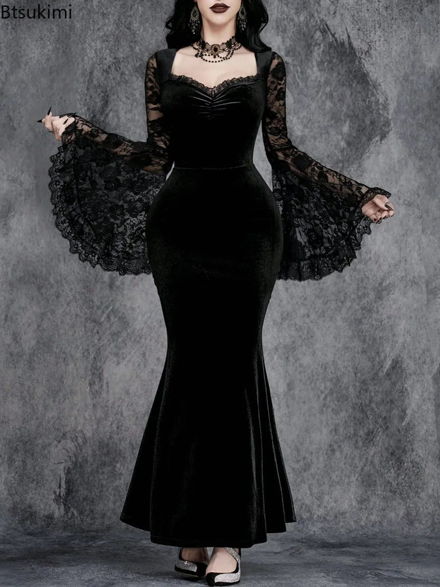 Black Velvet Gothic Mini Dress