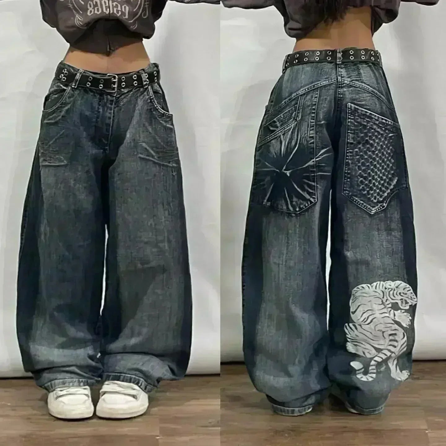 Black Baggy Y2K Jeans