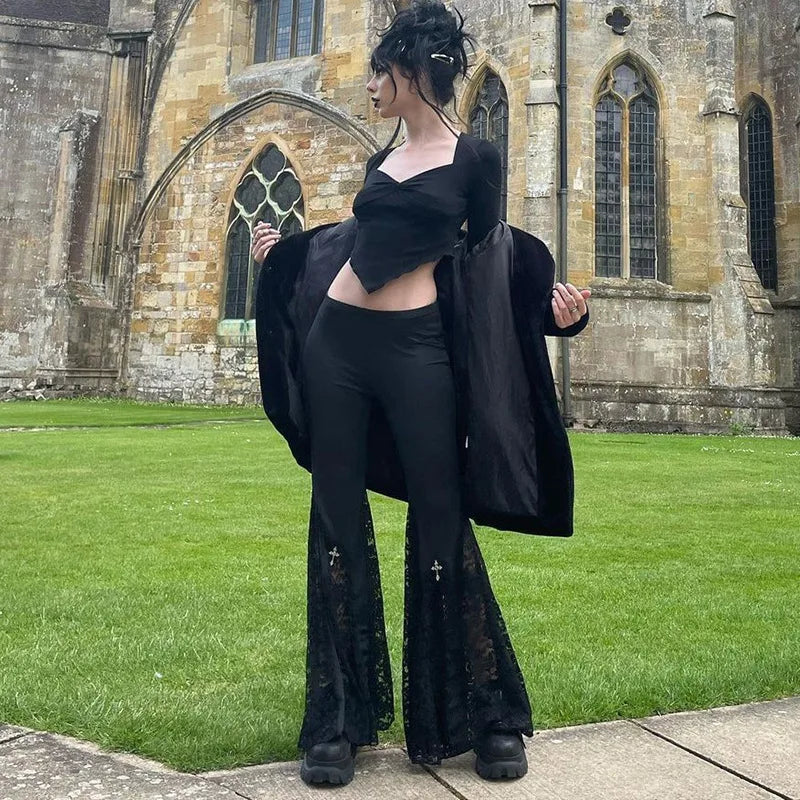 Black Gothic Flare Pants