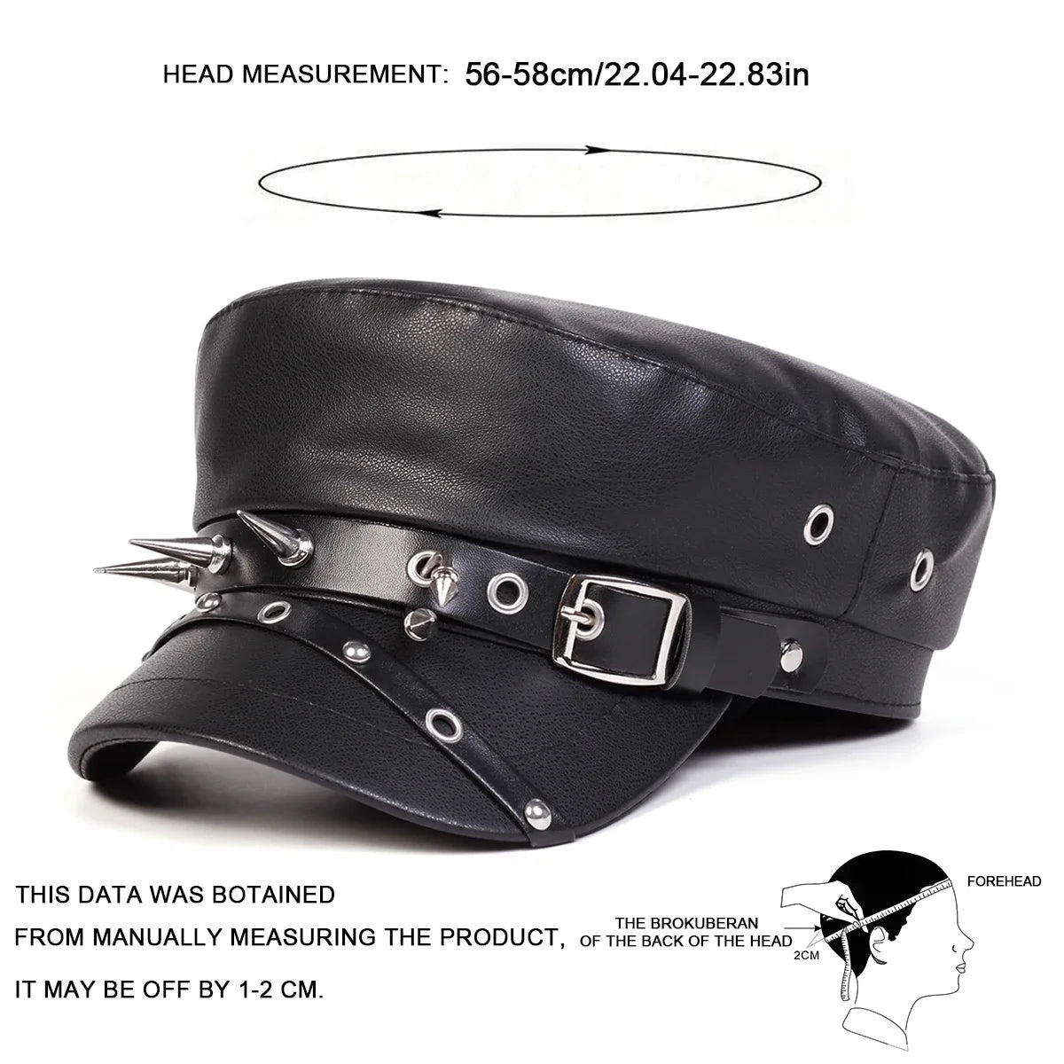 Black Rivet Leather Beret