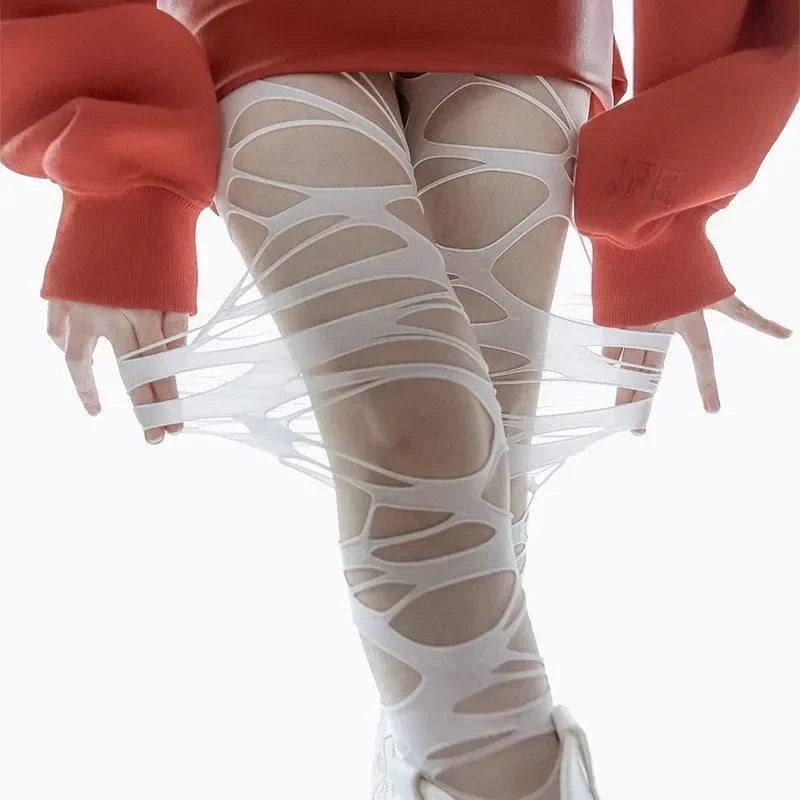 Black Ripped Mesh Tights