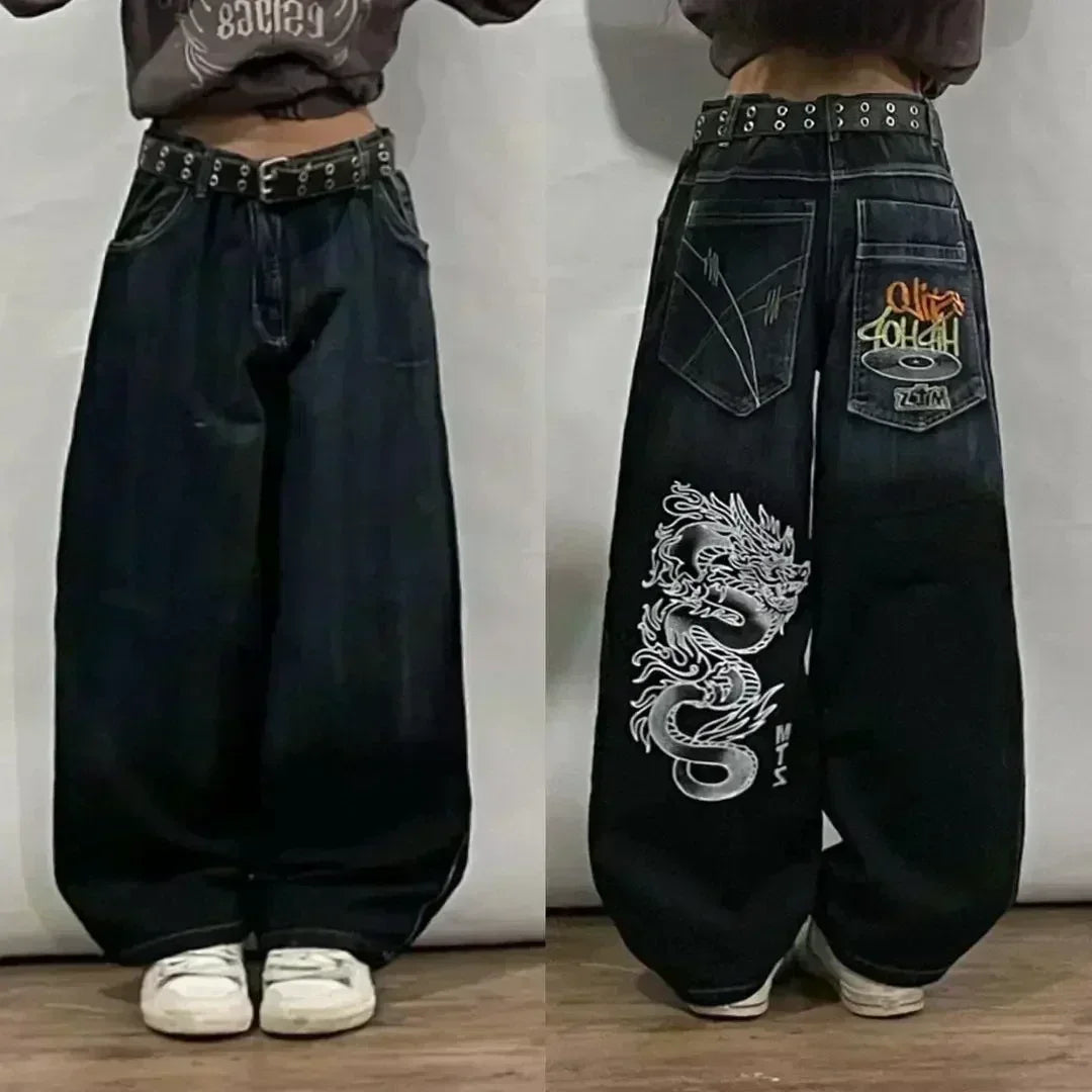 Black Baggy Y2K Jeans