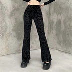 Black Lace Up Flare Pants