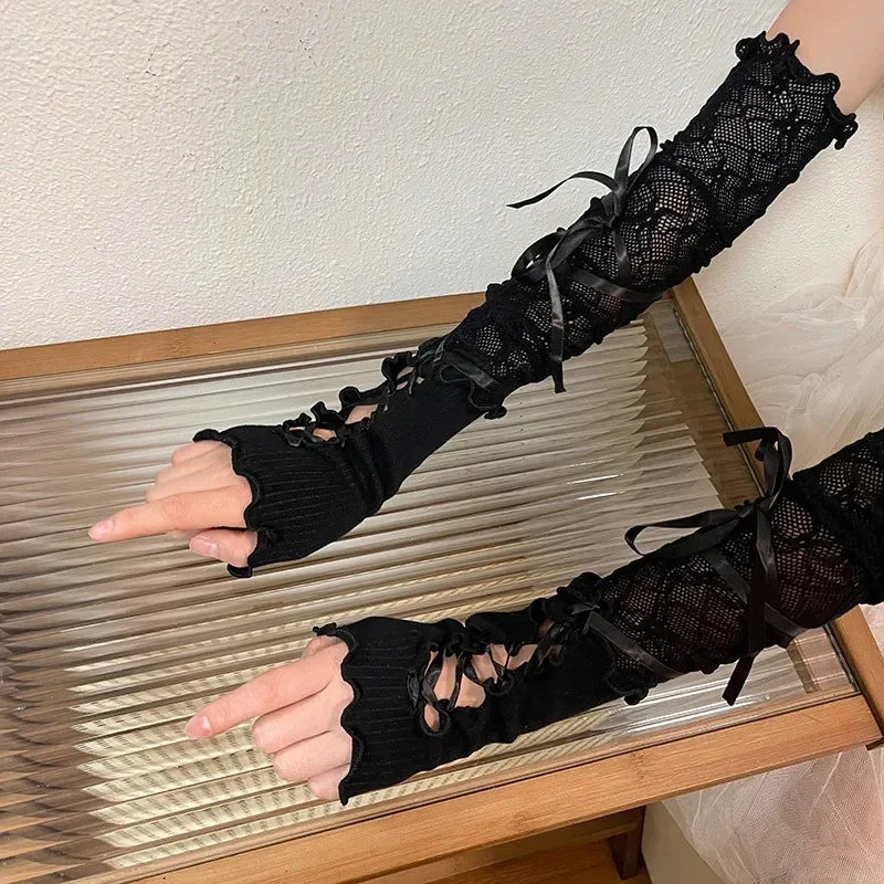 Black Gothic Lace Gloves