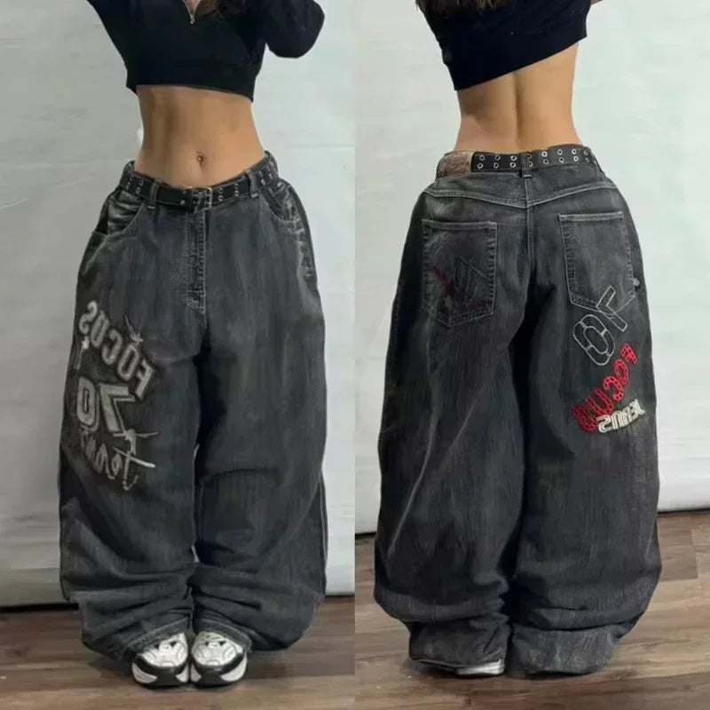 Black Baggy Y2K Jeans