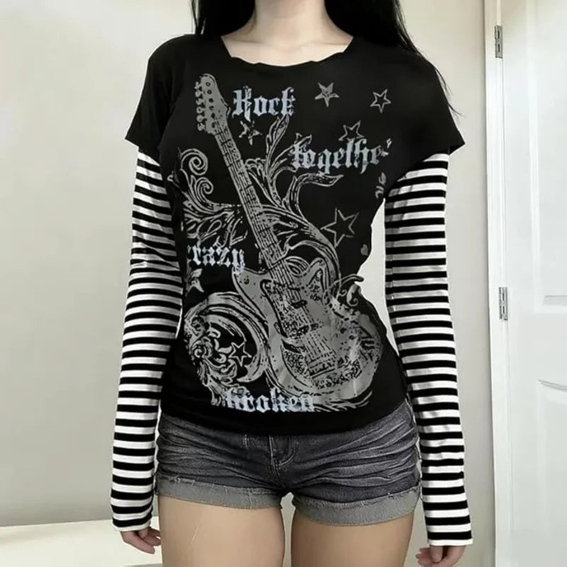 Punk Stripe Patchwork Tee