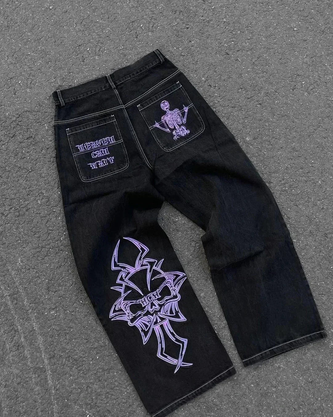 Black Baggy Y2K Jeans