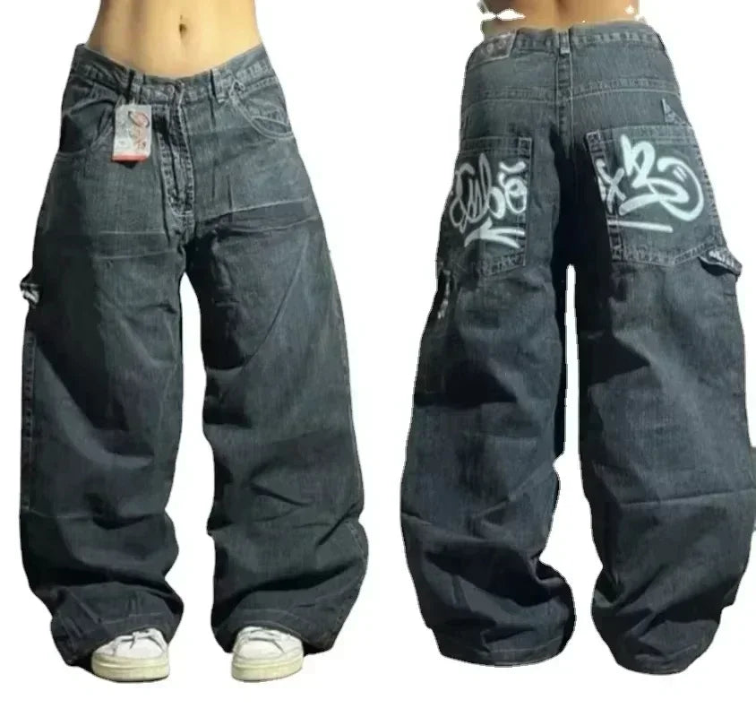 Black Baggy Y2K Jeans
