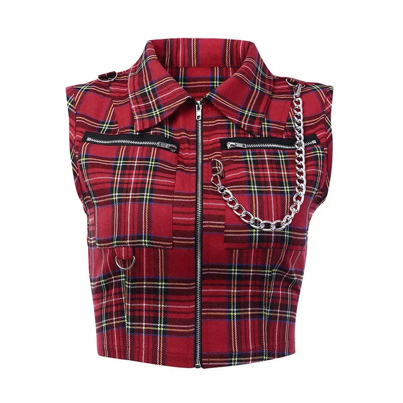 Plaid Chain Crop Cami