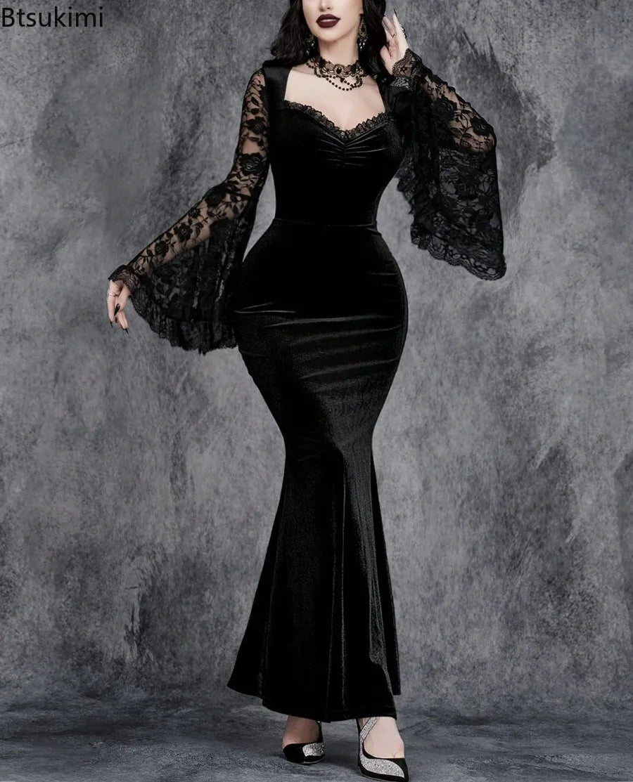 Black Velvet Gothic Mini Dress
