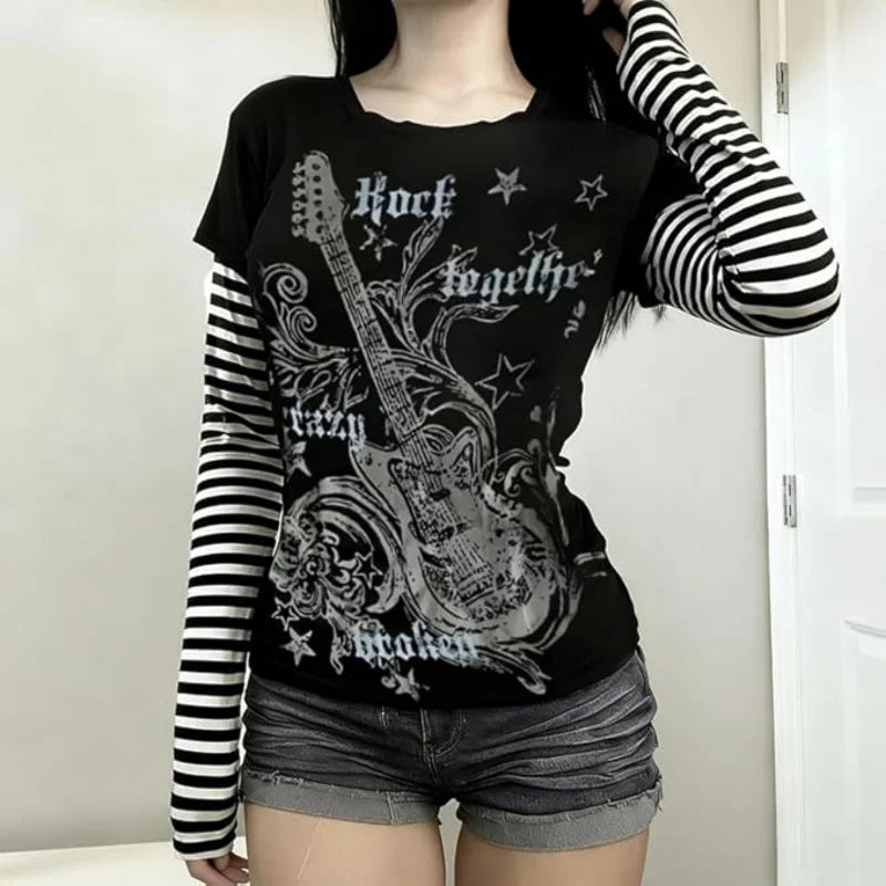 Punk Stripe Patchwork Tee
