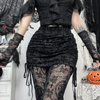 Black Lace Up Flare Pants