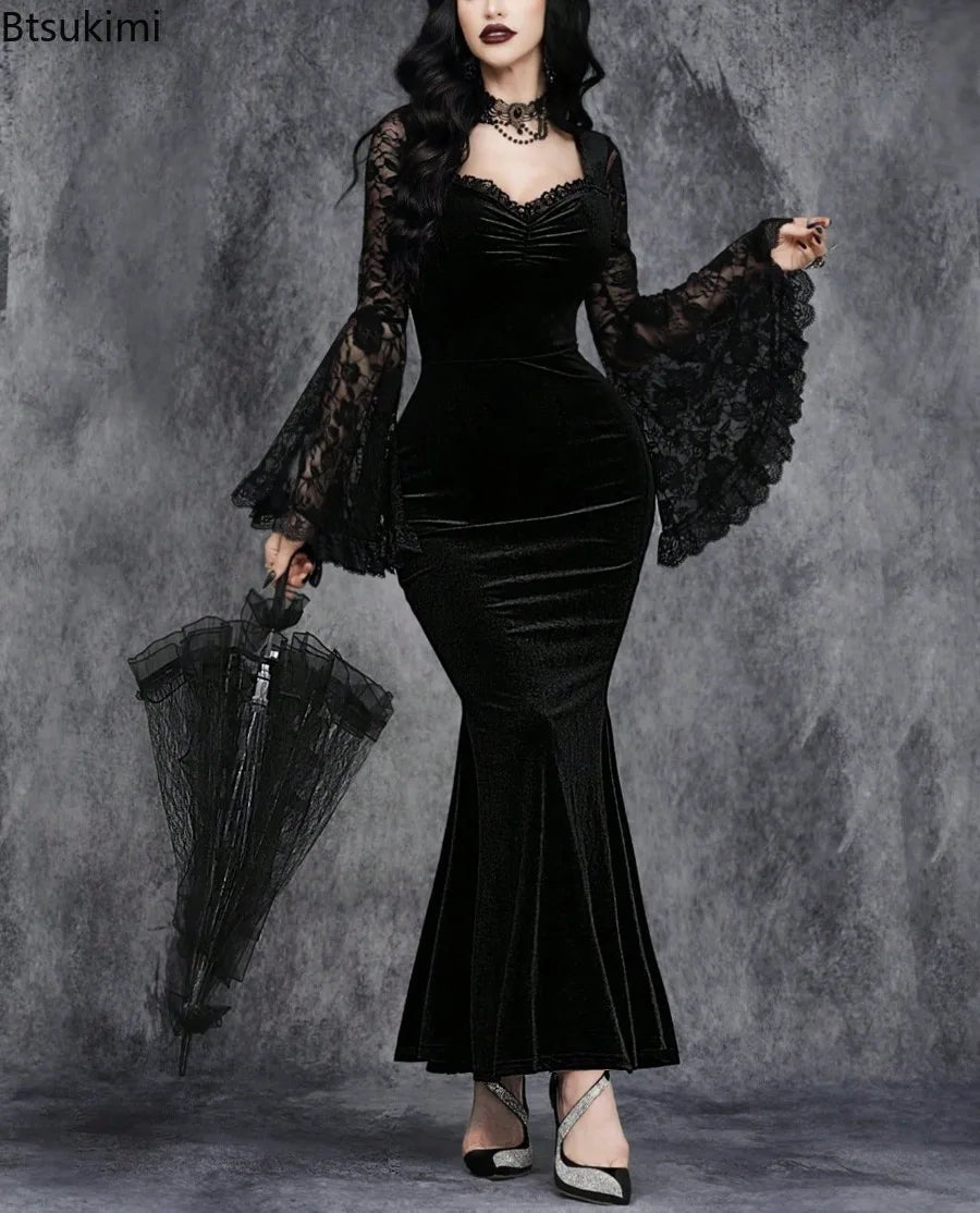 Black Velvet Gothic Mini Dress