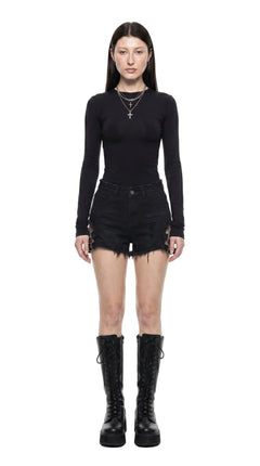Irregular High Waist Denim Shorts — Gothic Harajuku Dark Alt