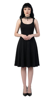Gothic Buckle Cross Deep V-Neck A-Line Dress — Plus Size High Waist
